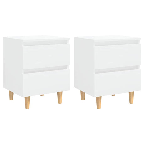 Vidaxl nachtkastjes 2 st met houten poten 40x35x50 cm hoogglans wit