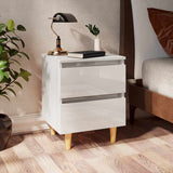 Vidaxl nachtkastjes 2 st met houten poten 40x35x50 cm hoogglans wit