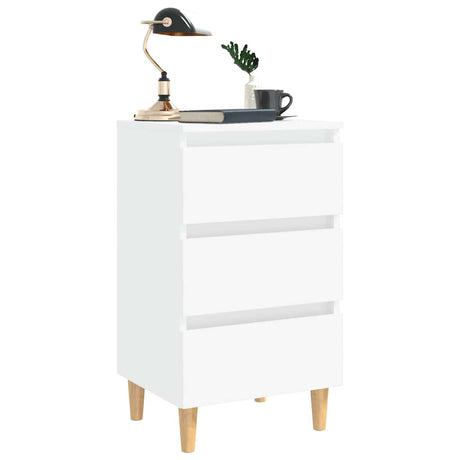 Vidaxl nachtkastje met massief houten poten 40x35x69 cm wit