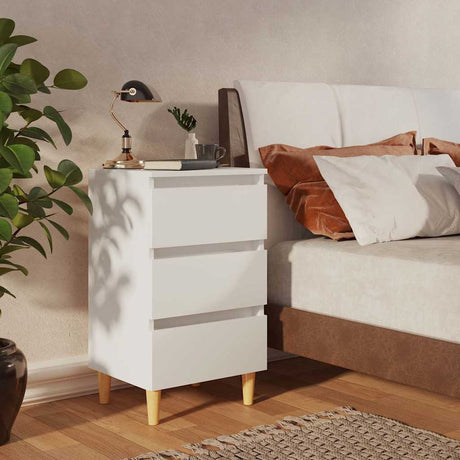 Vidaxl nachtkastje met massief houten poten 40x35x69 cm wit