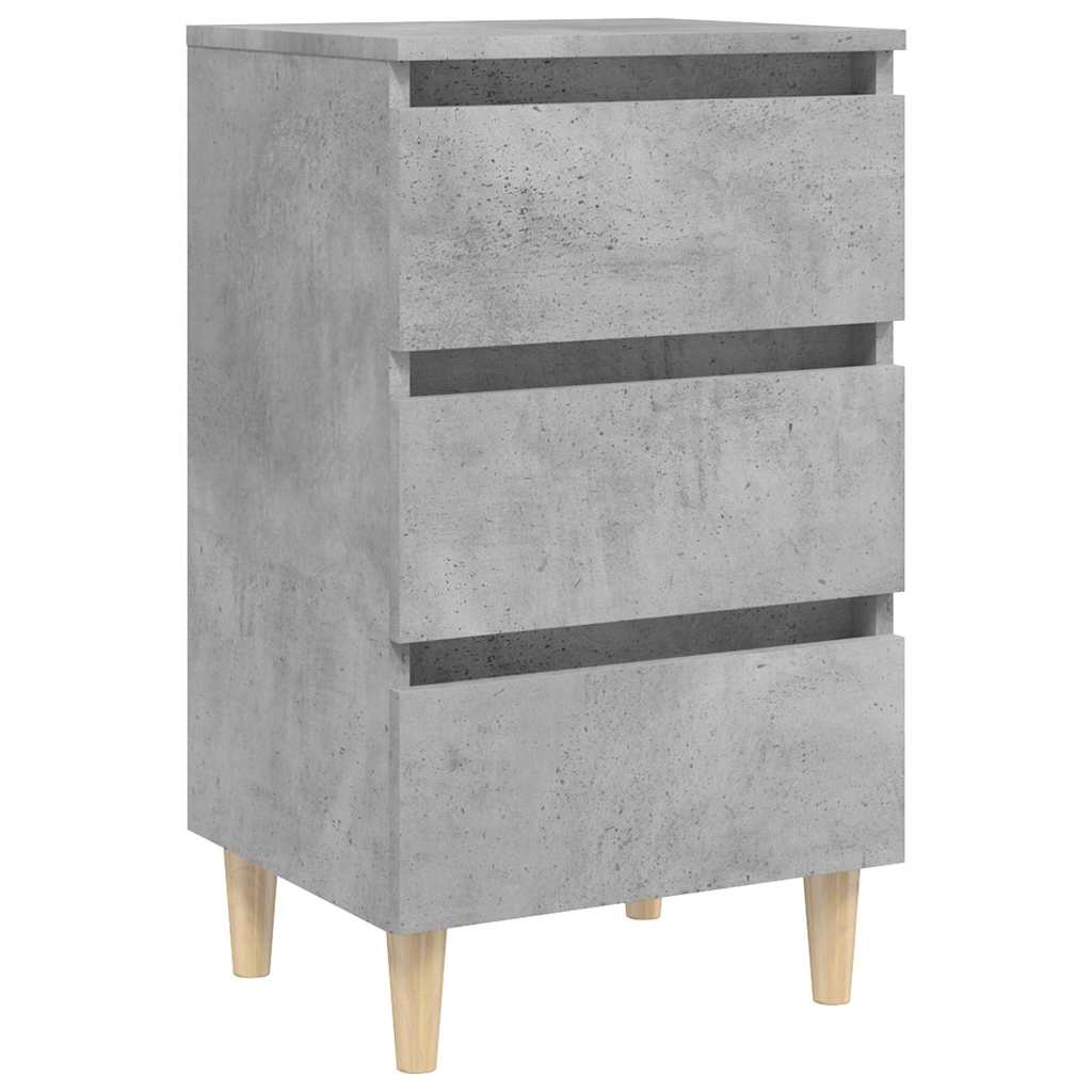 Vidaxl nachtkastje met massief houten poten 40x35x69 cm betongrijs