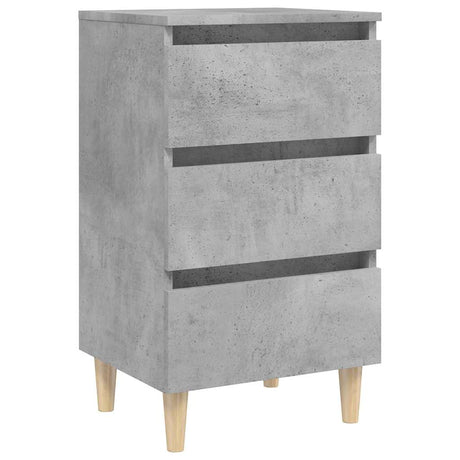 Vidaxl nachtkastje met massief houten poten 40x35x69 cm betongrijs
