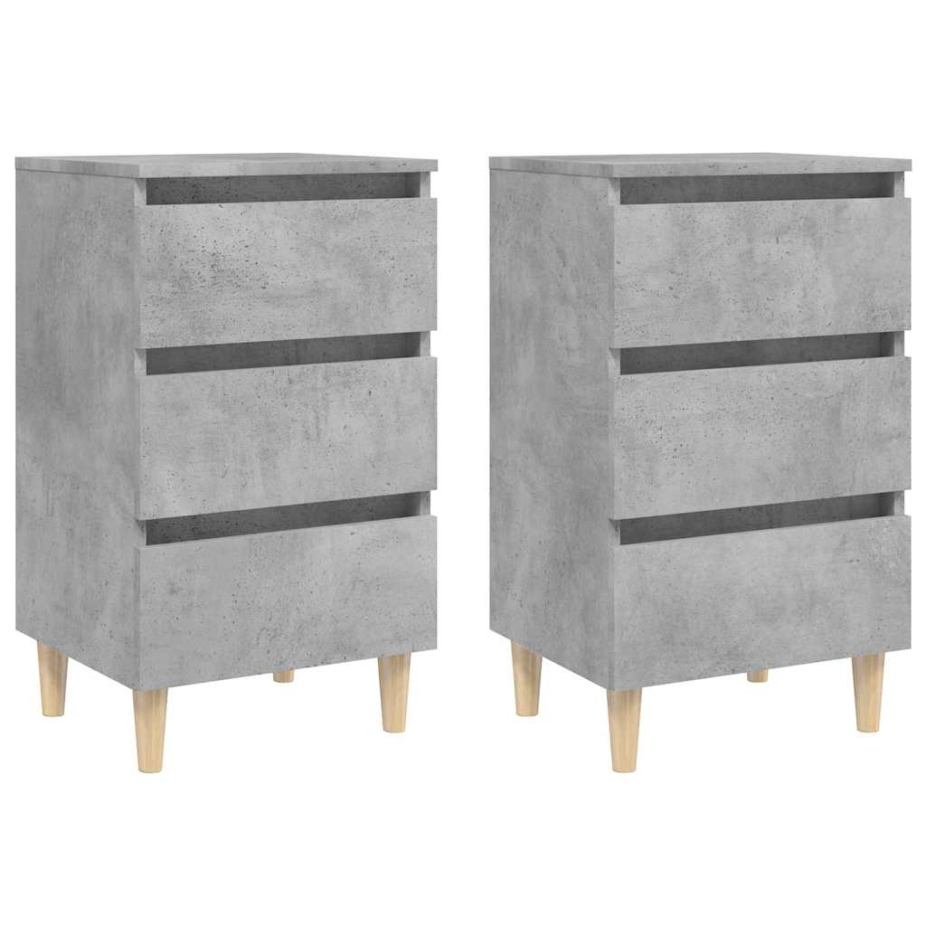 Vidaxl nachtkastjes 2 st met houten poten 40x35x69 cm betongrijs
