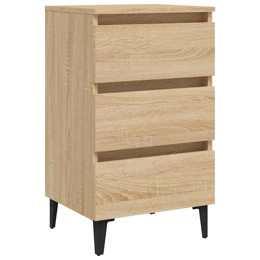 Vidaxl nachtkastje met metalen poten 40x35x69 cm sonoma eikenkleurig