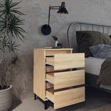 Vidaxl nachtkastje met metalen poten 40x35x69 cm sonoma eikenkleurig