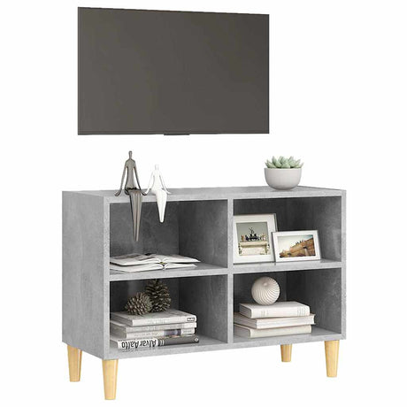 Vidaxl tv-meubel met massief houten poten 69,5x30x50 cm betongrijs