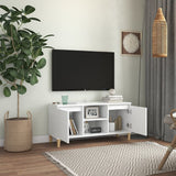 Vidaxl tv-meubel met massief houten poten 103,5x35x50 cm wit