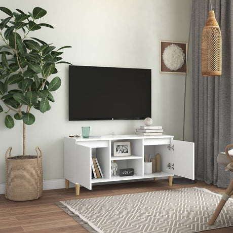 Vidaxl tv-meubel met massief houten poten 103,5x35x50 cm wit