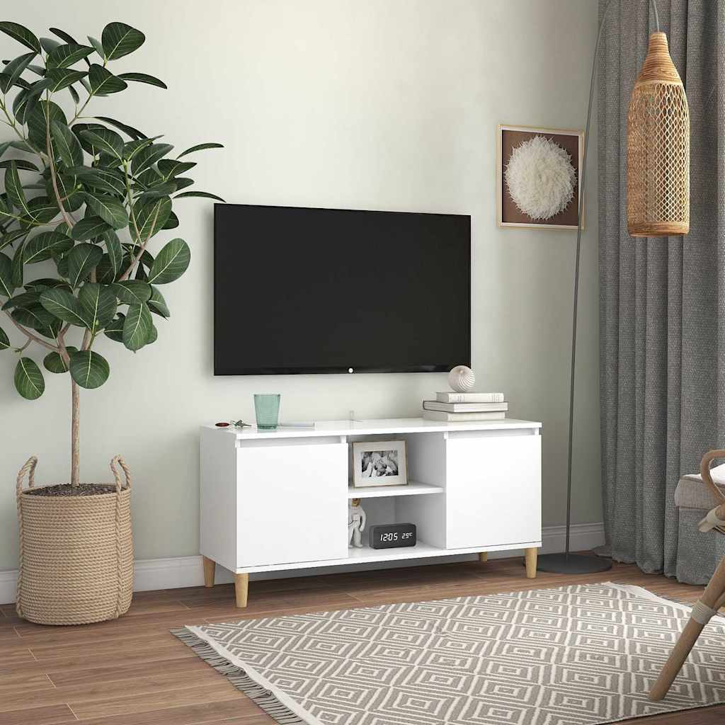 Vidaxl tv-meubel met massief houten poten 103,5x35x50 cm wit