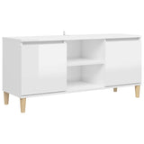 Vidaxl tv-meubel met houten poten 103,5x35x50 cm hoogglans wit