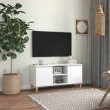 Vidaxl tv-meubel met houten poten 103,5x35x50 cm hoogglans wit