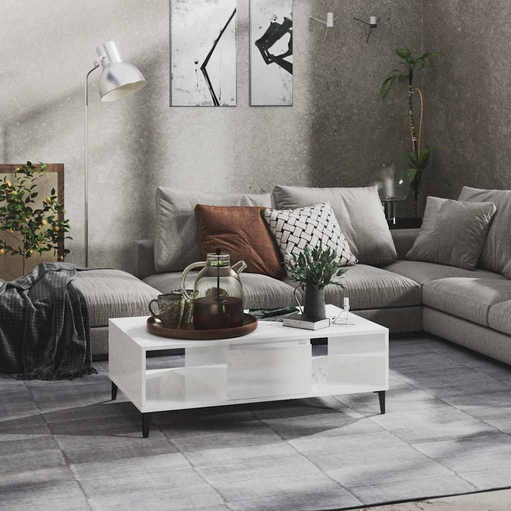 Vidaxl salontafel 103,5x60x35 cm bewerkt hout hoogglans wit