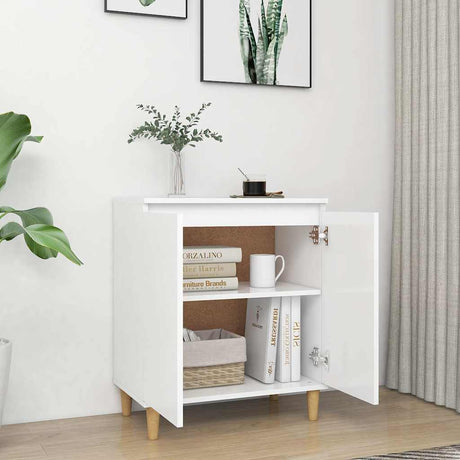 Vidaxl dressoir met massief houten poten 60x35x70 cm bewerkt hout wit