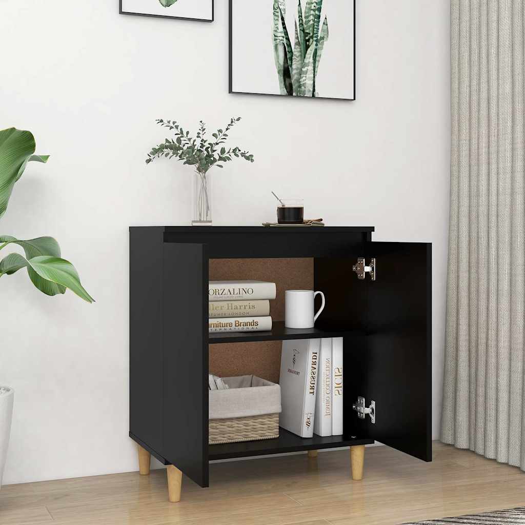 Vidaxl dressoir met houten poten 60x35x70 cm bewerkt hout zwart