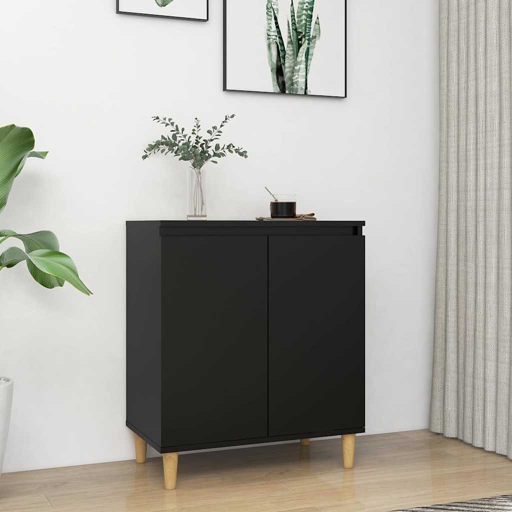 Vidaxl dressoir met houten poten 60x35x70 cm bewerkt hout zwart