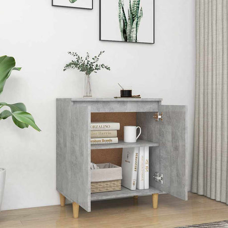 Vidaxl dressoir met houten poten 60x35x70 cm bewerkt hout betongrijs