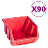 Vidaxxl 96-teiliges Aufbewahrungsbox-Set mit Wandpaneelen in Rot und Schwarz