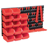 Vidaxxl 39-teiliges Aufbewahrungsbox-Set mit Wandpaneelen in Rot und Schwarz