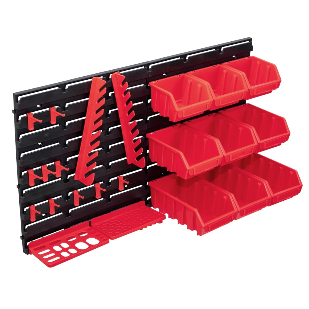 Vidaxl 34-part storage set with wall panels red and black