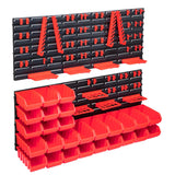 VIDAXL Juego de almacenamiento de 103 partes con paneles de pared rojo y negro