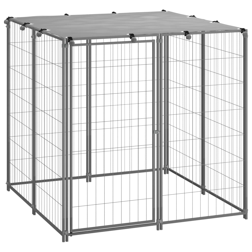 Vidaxl Hond Kennel 110x110x110 cm Stol Sëlwer faarweg