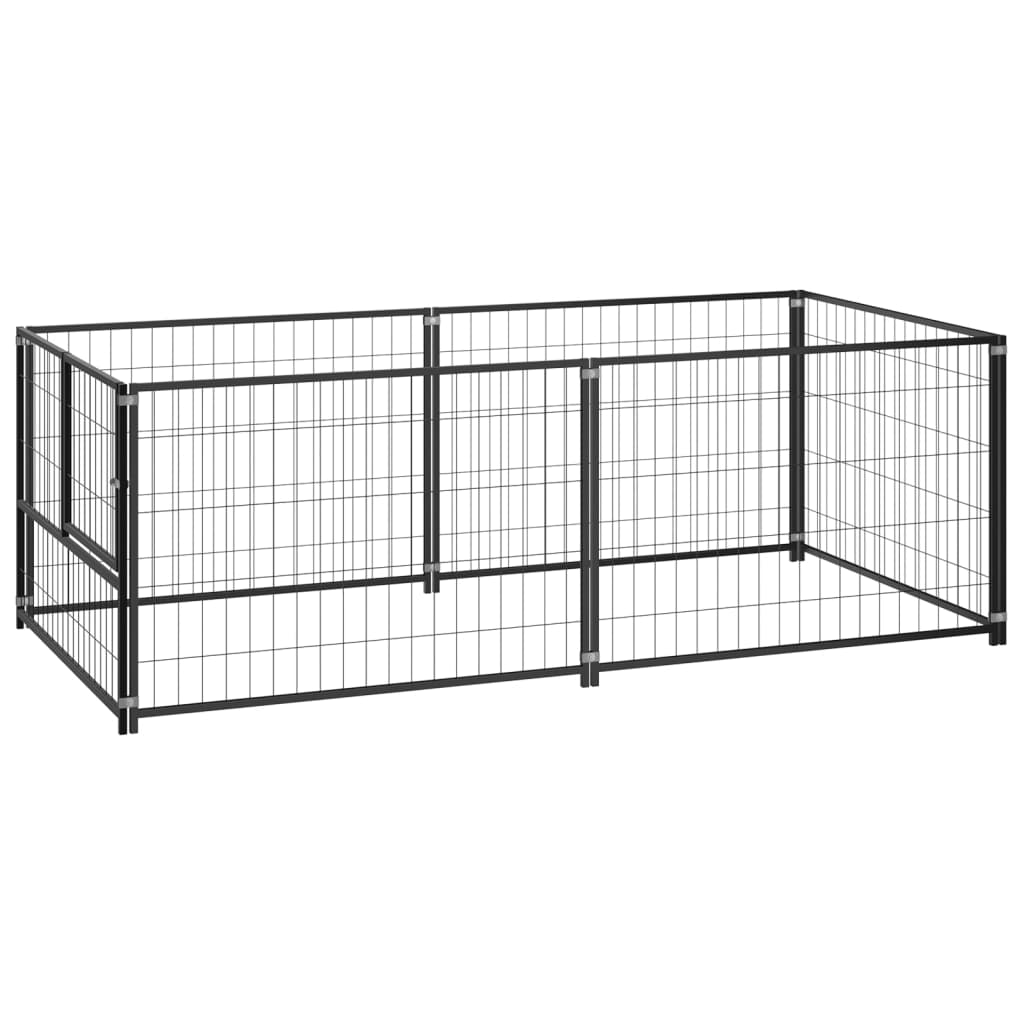 Vidaxl Hund Kennel 200x100x70 cm Stahlschwarz