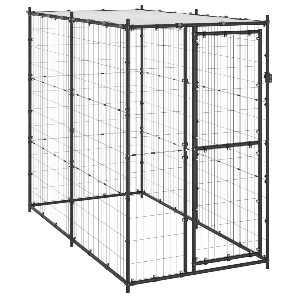 Vidaxl Chienne Kennel pour l'extérieur avec toit 110x220x180 cm en acier