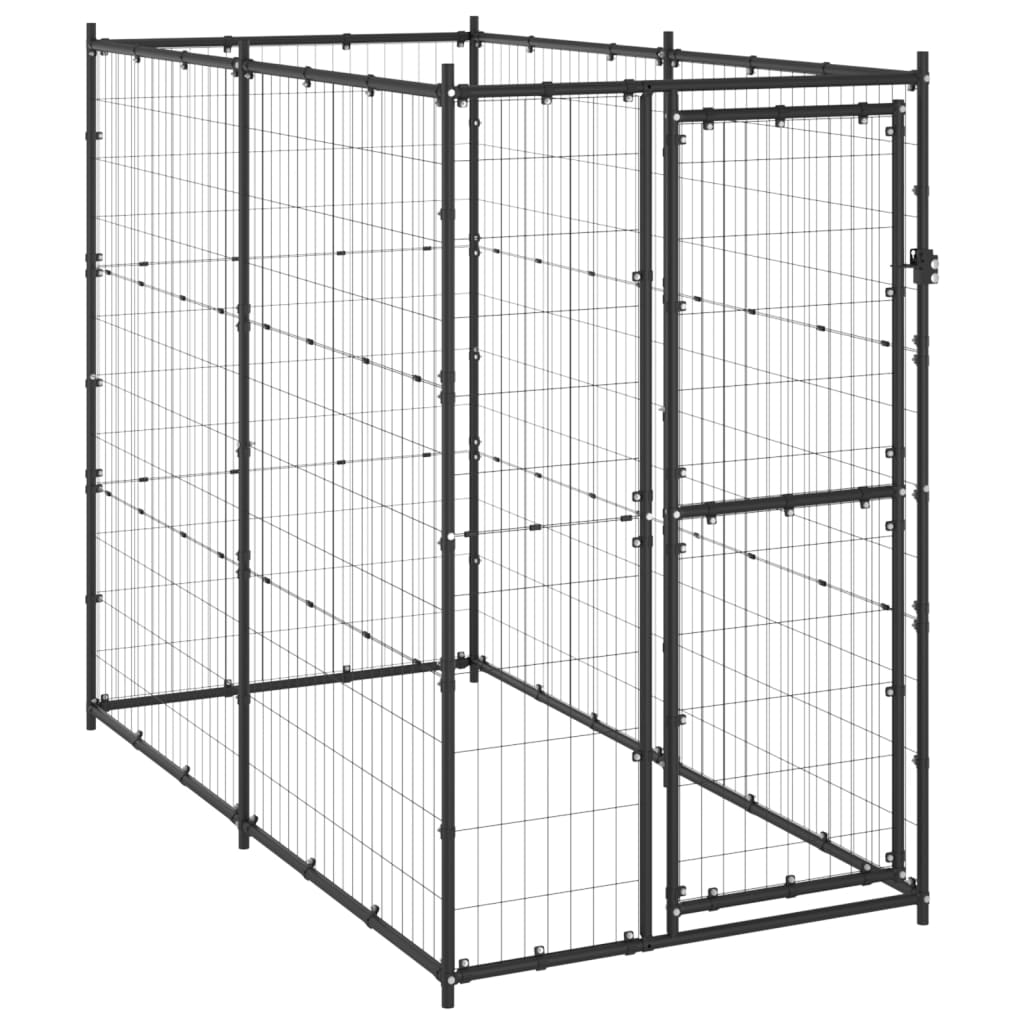 Vidaxl Dog Kennel pour l'extérieur de l'acier 110x220x180 cm