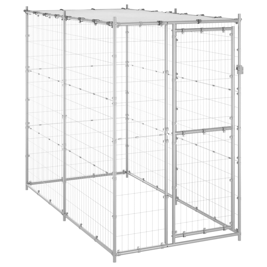 Vidaxl Chien Kennel à l'extérieur avec toit 110x220x180 cm en acier galvanisé