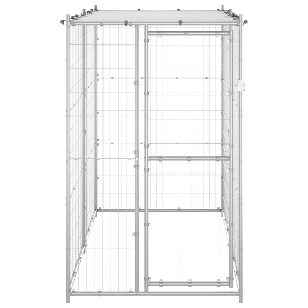 Vidaxl Chien Kennel à l'extérieur avec toit 110x220x180 cm en acier galvanisé