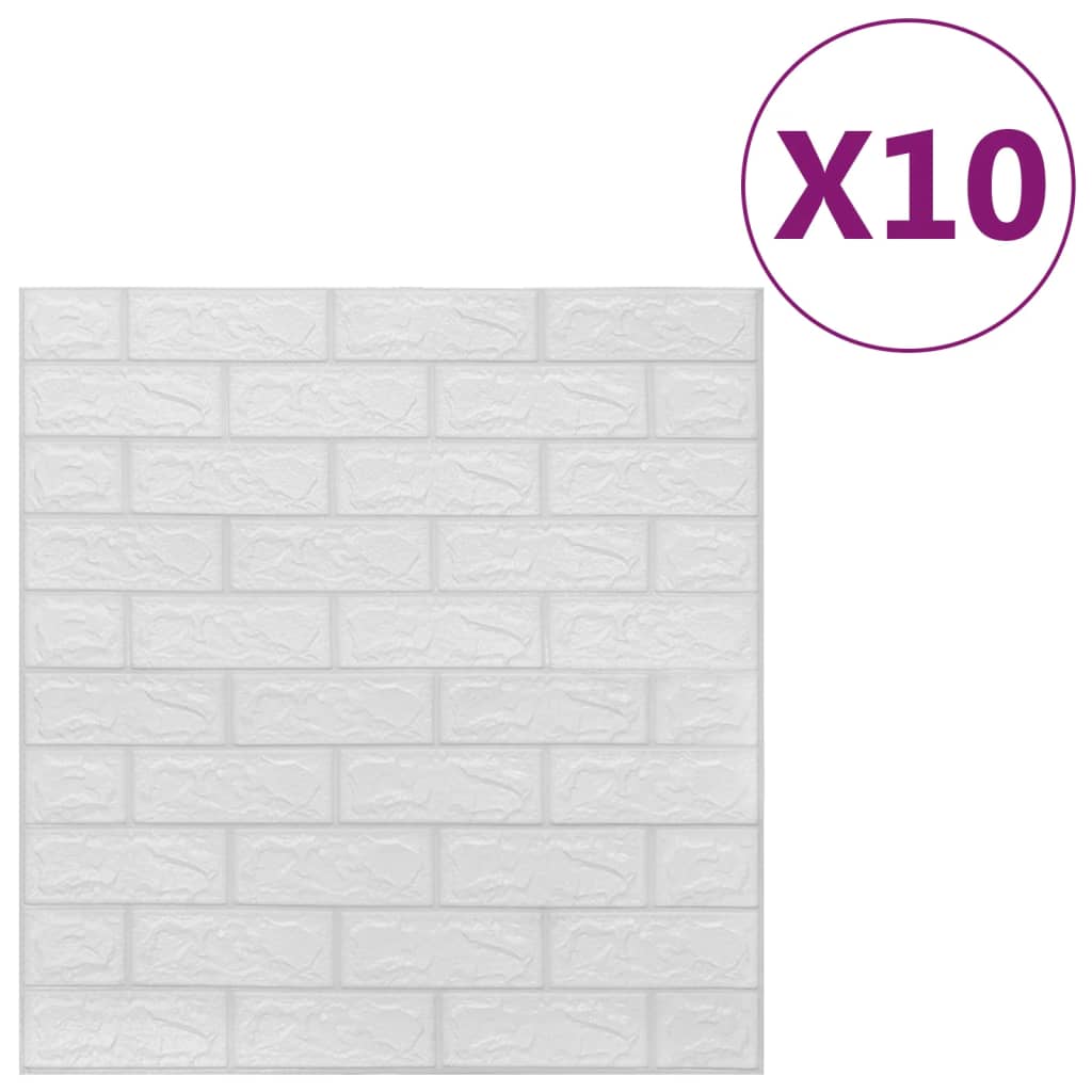 Vidaxl 3D Fondo de pantalla Autoadhesivo 10 St Brick White