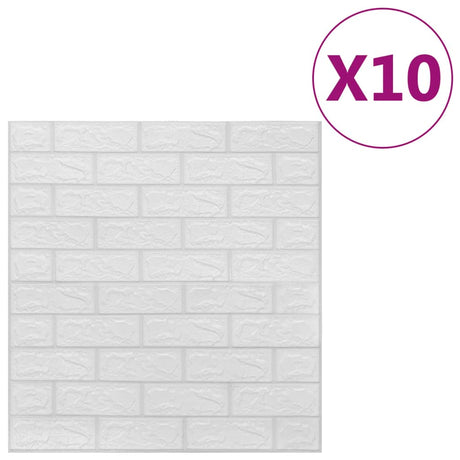 Vidaxl 3D Fondo de pantalla Autoadhesivo 10 St Brick White