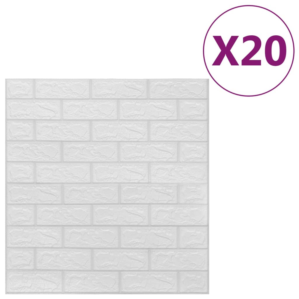 Vidaxl 3D Fondo de pantalla Autoadhesivo 20 ST Brick White