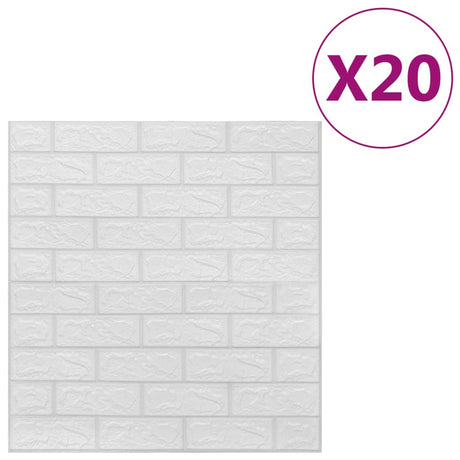 Vidaxl 3D Fondo de pantalla Autoadhesivo 20 ST Brick White