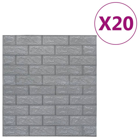 Vidaxl 3D Tapete selbstklebend 20 St. Ziegel Anthrazitfarben