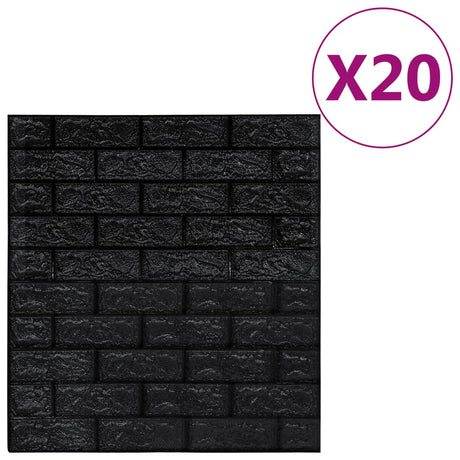 Vidaxl 3D Fondo de pantalla Autoadhesivo 20 ST Brick Black