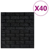 Vidaxl 3d Tapete selbstklebend 40 St. Ziegel Schwarz schwarz