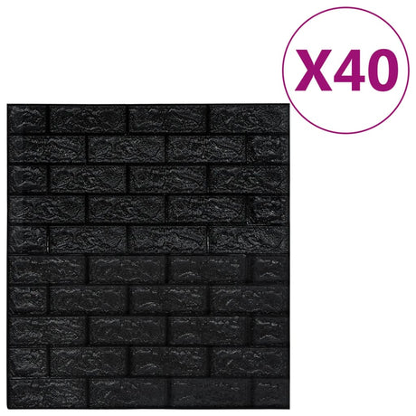 Vidaxl 3d Tapete selbstklebend 40 St. Ziegel Schwarz schwarz