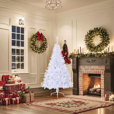 Vidaxl Kunstkerstboom mit Standardhälfte 150 cm PVC Weiß
