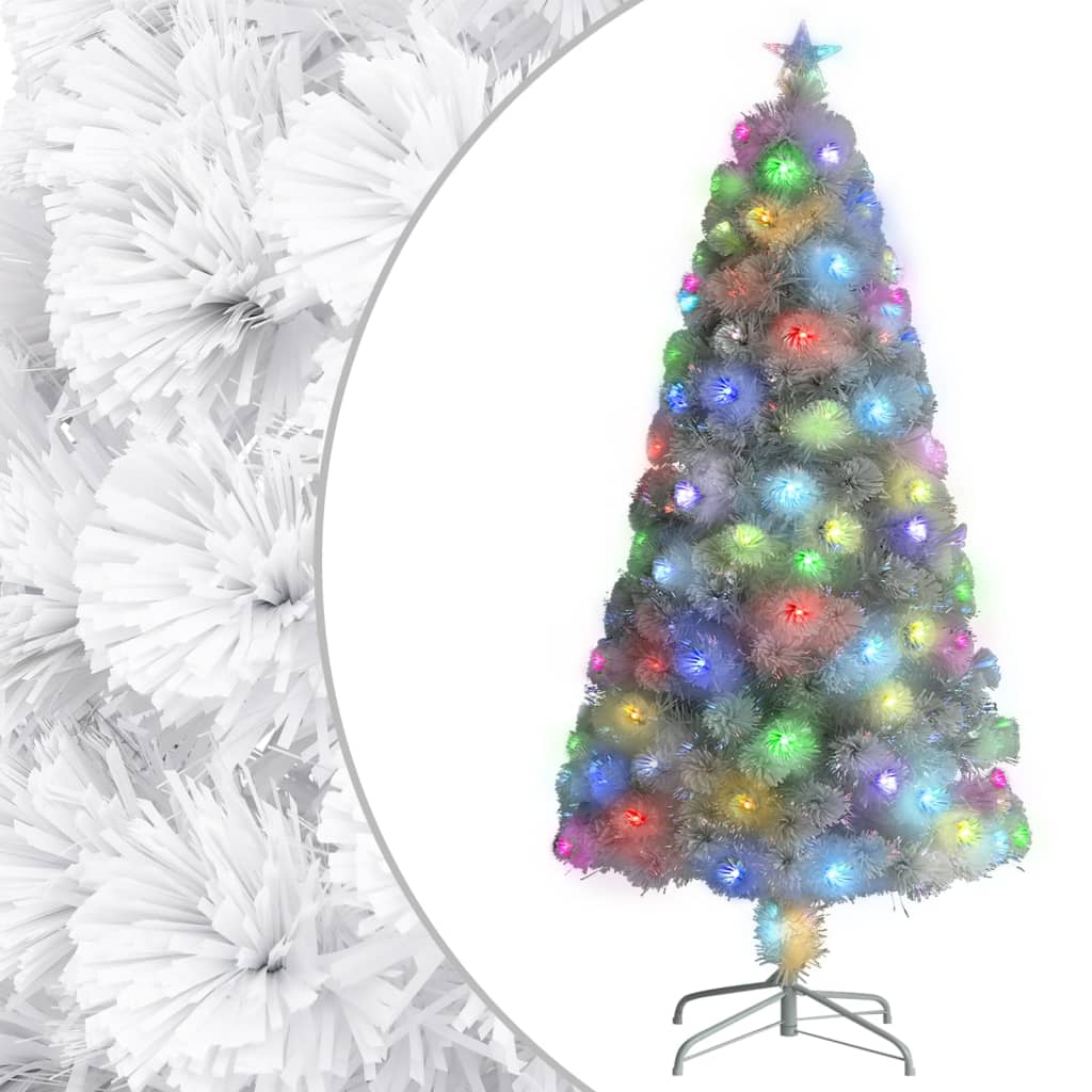 Vidaxl kunstkerstboom avec éclairage 120 cm fibre optique blanc