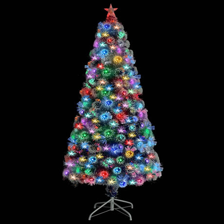 Vidaxl Kunstkerstboom mit Beleuchtung 120 cm Glasfaser weiß und blau