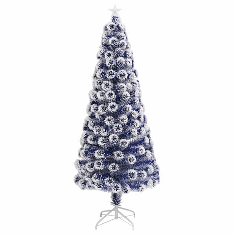 Vidaxl Kunstkerstboom mit Beleuchtung 180 cm Glasfaser weiß und blau