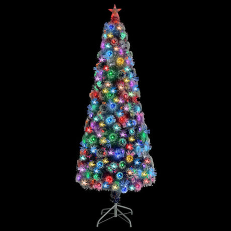 Vidaxl Kunstkerstboom mit Beleuchtung 240 cm Glasfaser weiß und blau