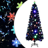Vidaxl Weihnachtsbaum mit LED -Schneeflocken 240 cm Faserschwarz schwarz