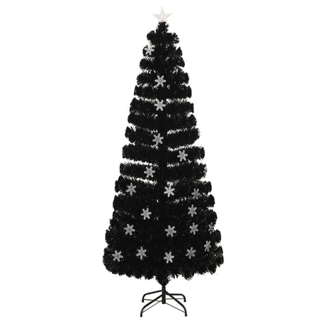 Vidaxl Weihnachtsbaum mit LED -Schneeflocken 240 cm Faserschwarz schwarz