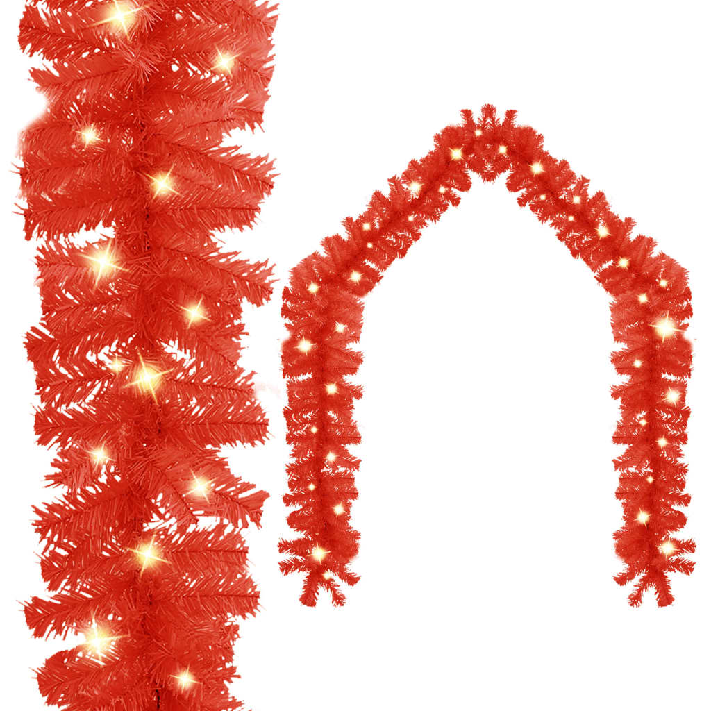 VidaXL Weihnachtsgirlande mit LED-Lichtern 20 m Rot