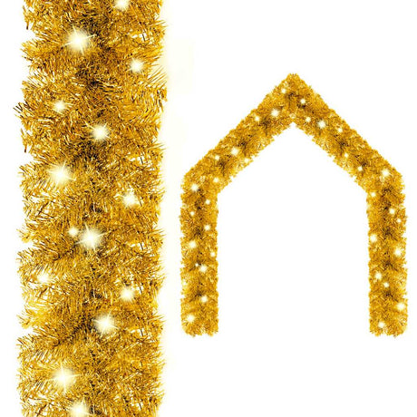 Vidaxl Weihnachtsgirlande mit LED -Leuchten 10 m goldfarben