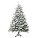 Vidaxl kunstkerstboom met sneeuwvlokken 210 cm pvc en pe groen
