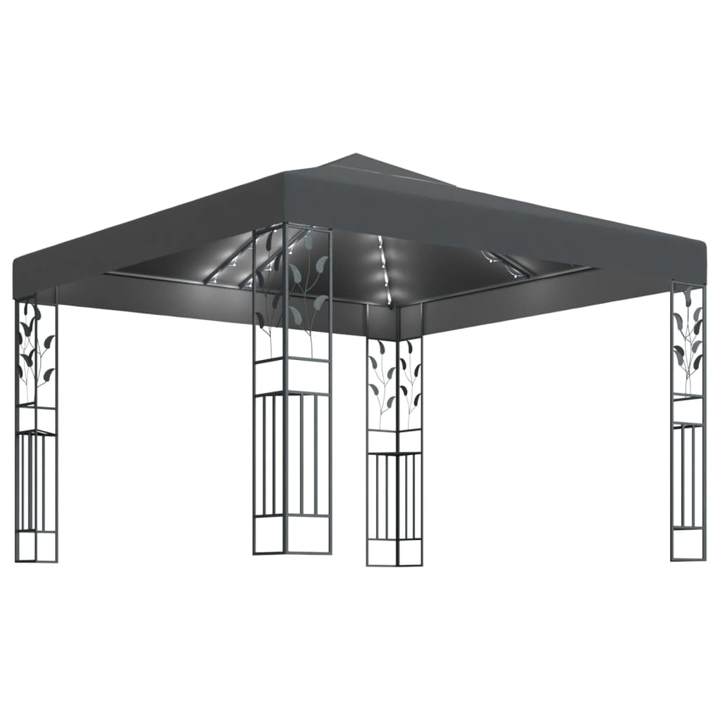 Vidaxl Arbor z obarvanim antracitom LED LEAL 3x3 m