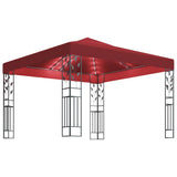 VidaXL Pavillon mit LED-Lichterkette 3x3 m Weinrot